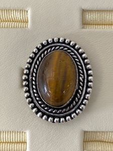 Size 7 German Silver Tigers Eye Ring