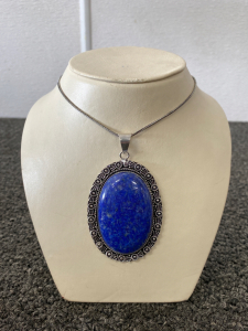 German Silver Lapis Pendant Necklace