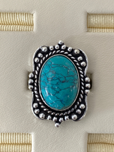 Size 7 German Silver Turquoise Ring