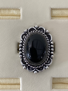 Size 6 German Silver Black Onyx Ring