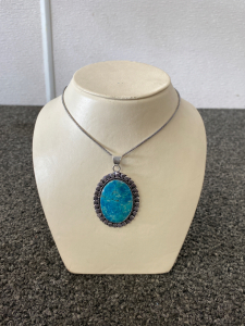 German Silver Turquoise Pendant Necklace