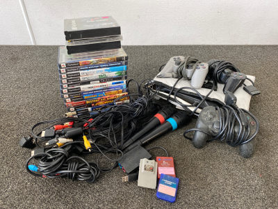 Box of Assorted PlayStation 2 Games and Accessories