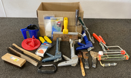 Assorted Painting Tools, Caulking Guns, and More