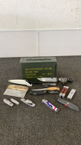Ammo Can Full Of Assorted Knives