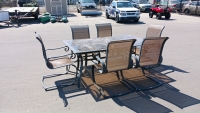 Glass Patio Table Set with 6 Chairs