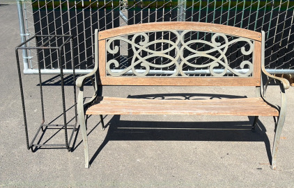 50.5" W x 23" D x 32" H Outdoor Bench and 30.5" H x 11" W x 17" D Rebar Rack