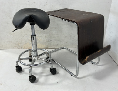 29" H (Max) x 14" W Adjustable Stool and 14" D x 23" W x 21.5" H Desk
