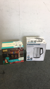 (1) Farberware Stainless Steel Electric Kettle (1) The Pioneer Woman Christmas Village Decoration