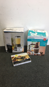 (1) Mainstays 6-Speed Blender (1) Way to celebrate Chocolate Fountain (1) Mainstays Slimline Digital scale