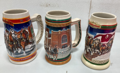 (3) Budweiser Steins