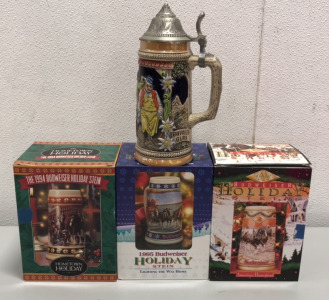 Budweiser Holiday Steins- Hometown Holiday, Lighting The Way Home, American Homestead + 1 other