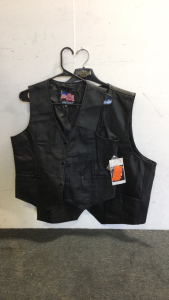 (2) Leather USA Leather Vests