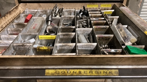 Drawer full of drill bids and counter sink bits