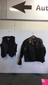 (1) Whispering Smith Synthetic Leather Jacket (1) Leather USA Womens Riding Vest