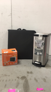 (1)Folding Table (1) BHG Trash Can (1) Soleil Digital Ceramic Heater