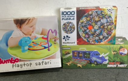 (1)MaxRenard 1000 PCS Jigsaw Pussle (1) Foewmio The Dinos Party (1) Bumbo Playtop Safari