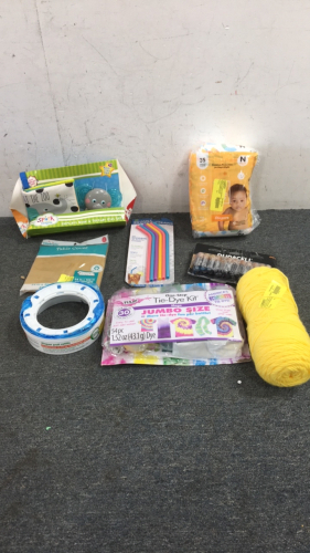 Elephant Teether Set, Table Cover, Premium Diapers, AA Duracell Batteries, And More