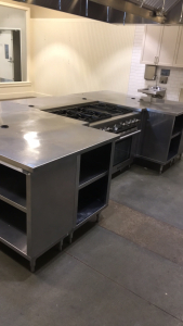 (1) Very Large Commercial Restaurant Stainless Steel Island (1) Thermador Professional Stove Range