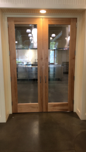 (2) Tall Glass Wood Framed Entry Doors