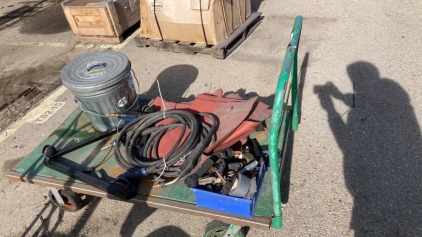 Rolling Flatbed Cart w/ (2) Mig Welding Guns and Accessories