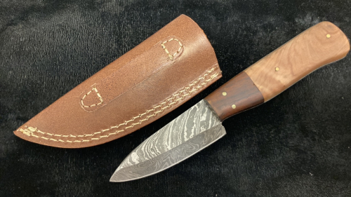 Damascus Full Tang Hunting Knife With Sheath