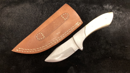 Custom Bone Handled Full Tang Hunting Knife With Sheath