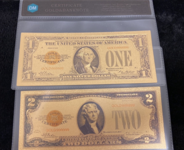 (2) Certified Gold Plated Paper Banknotes