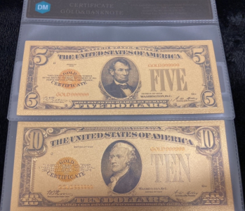 (2) Certified Gold Plated Paper Banknotes