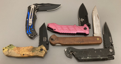 (5) Large Single Blade Folding Knives