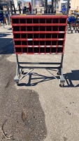 Storage bin rack on wheels