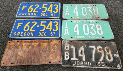 (6) Vintage License Plates