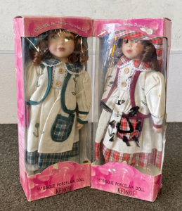 (2) collectible Fine Bisque Porcelain Dolls