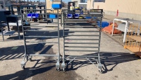 Metal bin rack on wheels