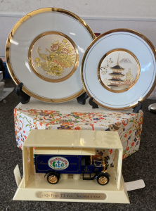 “Art Of Chokin” 24K Gold Trimmed Plate Set/2 & 1926 Model Ford TT Van