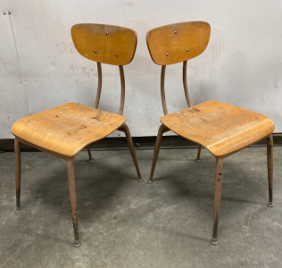 (2) Metal And Wood Chairs