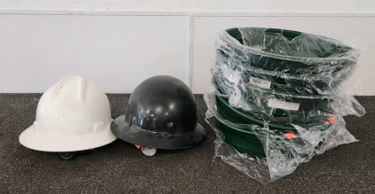 Two Hardhats, (5) Goldpans & (1) Crucible