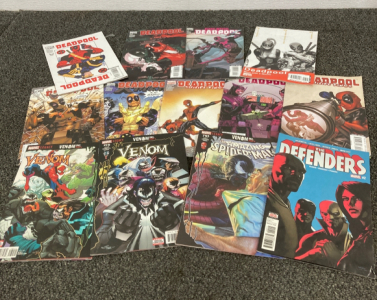 Assortment Of Deadpool And Spiderman Comic Books