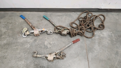 (3) Ratchet Binders & Tow Rope