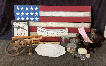 Various Home Decor, Vintage Metal Items, & More