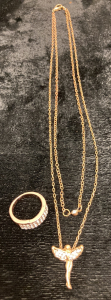 Rose Gold Toned Necklace And Ring