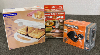 Sandwich Maker, Electric Mixer, And Stove Wave