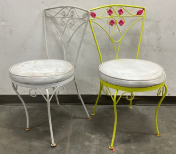(2) Metal Flower Chairs