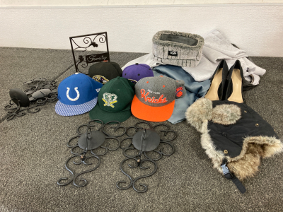 Curtains, Wall Decor, Hats, And Size 7 High Heels