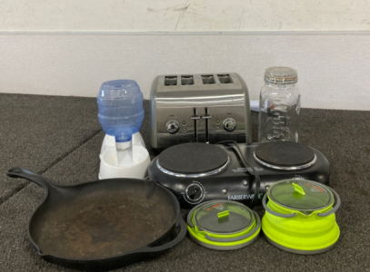 Toaster, Hot Top, Cast Iron Pan, And More