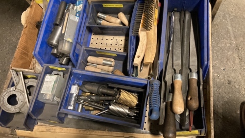 Drawer with large files, wire brushes, file handles miscellaneous drillbits