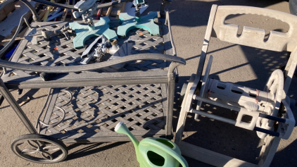 Watering Cart With Sprinkler Heads, Watering Can and a Hose Reel