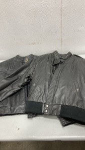 (2) Black Leather Jackets