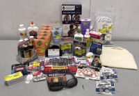 Bakblade Back and Body Shaver, Various Energizer-Duracell-Rayovac Batteries, Uncle Buds Facial Scrub, Moisturizer , Hand and Body Lotion. Harvest Hounds Raincoat for small dogs + others