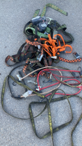 Safety harness, tie downs and bungee cords