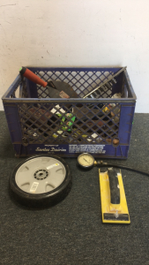 (1) Milk Crate If Various Hand Tools and Garage Items
